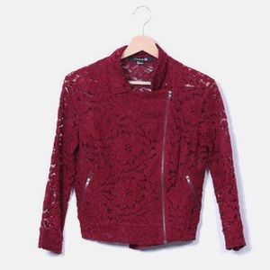 Maroon lace Moto jacket ❤️